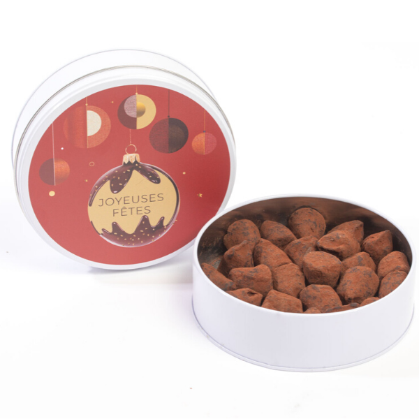 Boite coffret métal rond truffes les delices de la closiere